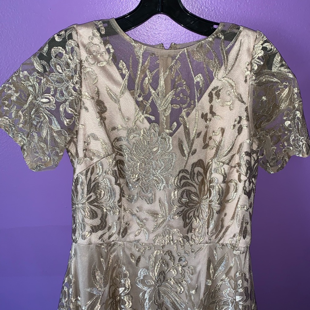 David Meister Gold Floral Maxi Dress - Picture 2 of 13